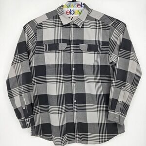 Columbia Shirt Mens XLT Tall Gray‎ Plaid Omni Wick Flannel Button Up Outdoors